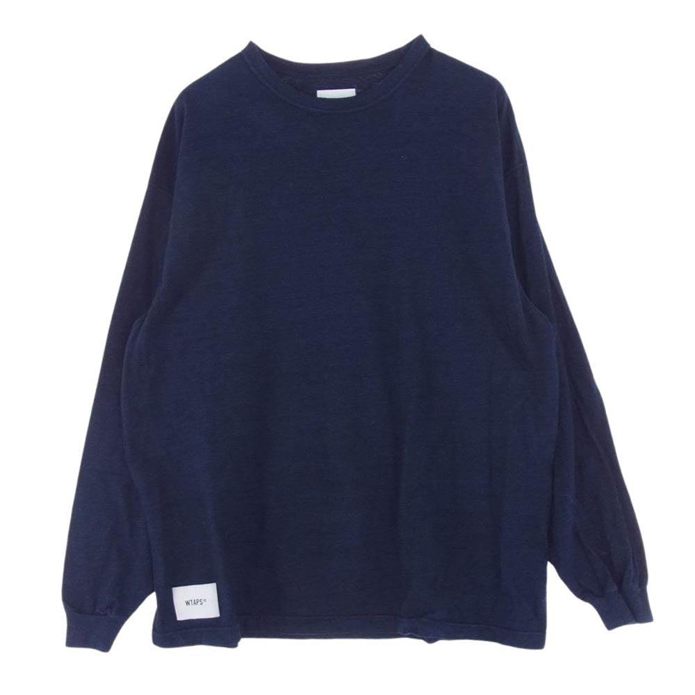WTAPS ダブルタップス 221ATDT-CM34 藍染 インディゴ ロゴ刺繍 ロングスリーブ 長袖 Tシャツ ロンT インディゴブルー系 X 03【中古】