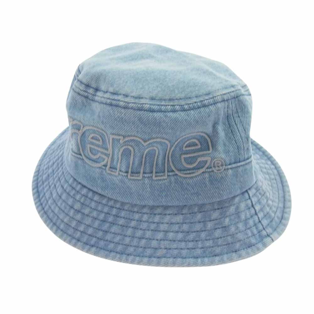 Supreme シュプリーム 23SS  Outline Crusher アウトライン クラッシャー ロゴ デニム バケット ハット インディゴブルー系 M/L【中古】
