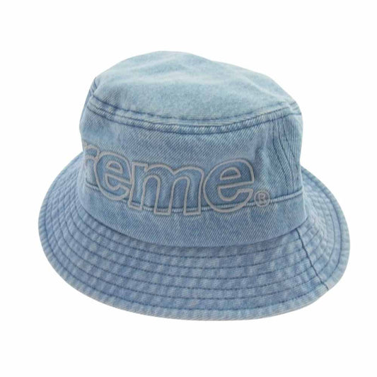 Supreme シュプリーム 23SS  Outline Crusher アウトライン クラッシャー ロゴ デニム バケット ハット インディゴブルー系 M/L【中古】