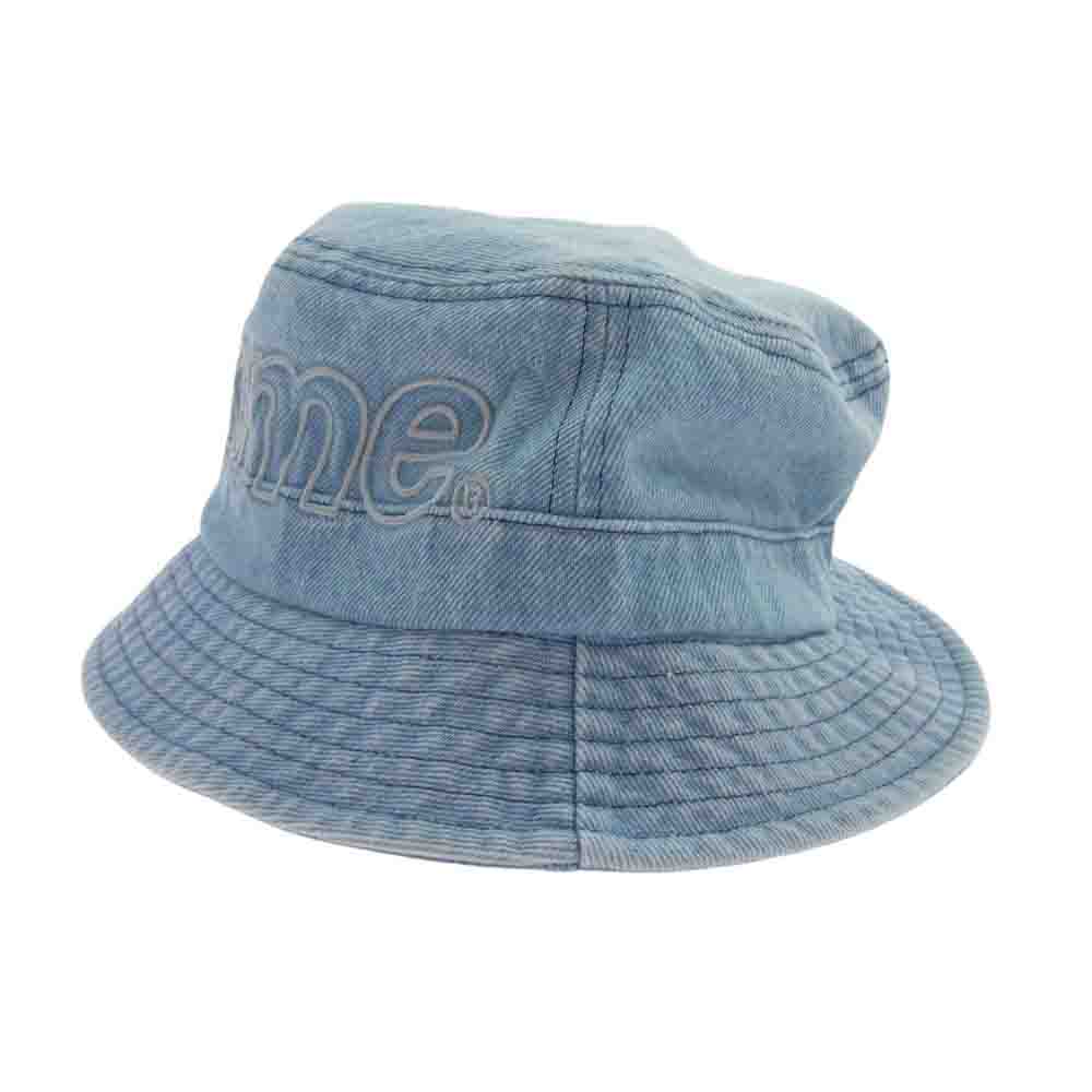 Supreme シュプリーム 23SS  Outline Crusher アウトライン クラッシャー ロゴ デニム バケット ハット インディゴブルー系 M/L【中古】