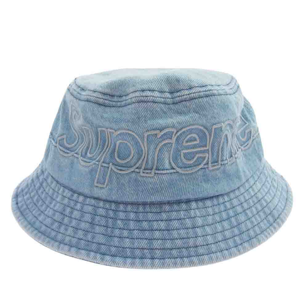 Supreme シュプリーム 23SS  Outline Crusher アウトライン クラッシャー ロゴ デニム バケット ハット インディゴブルー系 M/L【中古】