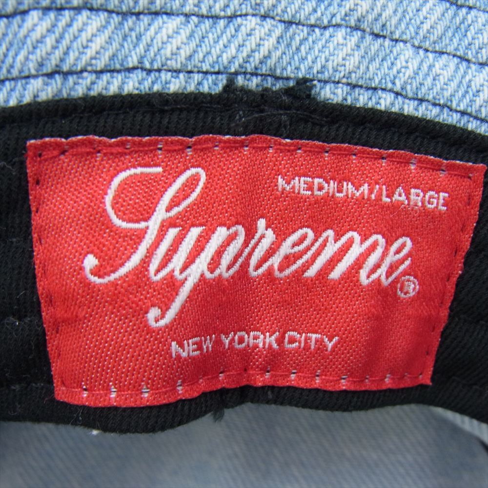 Supreme シュプリーム 23SS  Outline Crusher アウトライン クラッシャー ロゴ デニム バケット ハット インディゴブルー系 M/L【中古】
