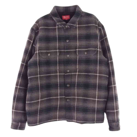 Supreme シュプリーム 22AW Shearling Lined Flannel Shirt シアリング ラインド フランネル シャツ 裏ボア付 グレー系 M【中古】