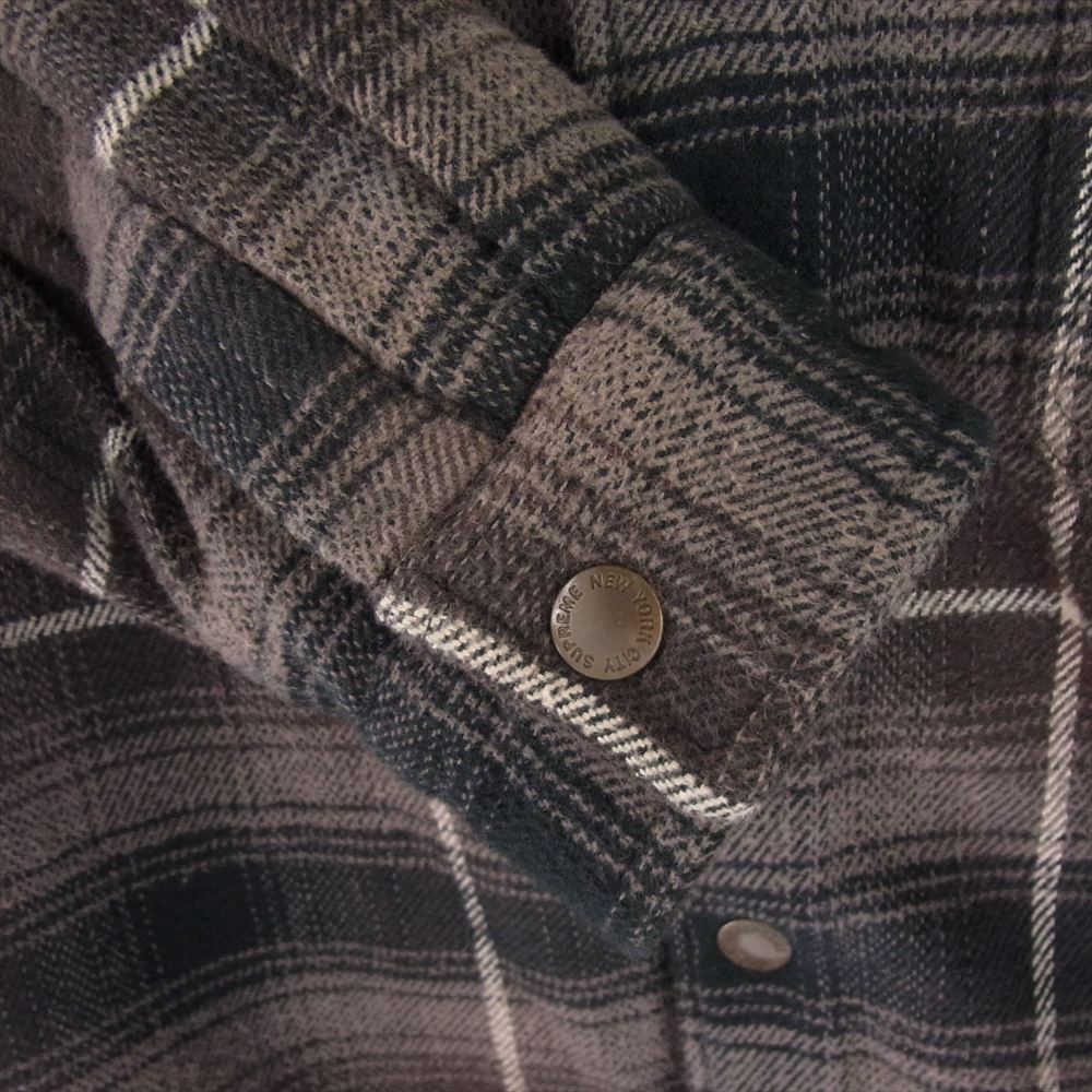 Supreme シュプリーム 22AW Shearling Lined Flannel Shirt シアリング ラインド フランネル シャツ 裏ボア付 グレー系 M【中古】