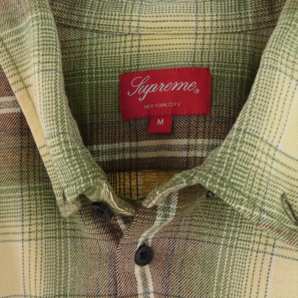 Supreme シュプリーム 23SS  Shadow Plaid Flannel Shirt シャドウプレイド フラン ネル シャツ 長袖  ライトグリーン系 ブラウン系 M【中古】