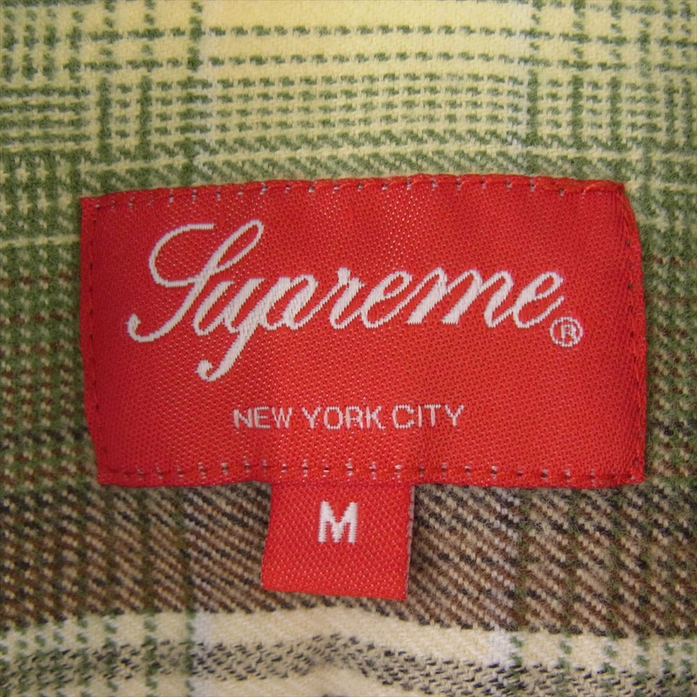 Supreme シュプリーム 23SS  Shadow Plaid Flannel Shirt シャドウプレイド フラン ネル シャツ 長袖  ライトグリーン系 ブラウン系 M【中古】