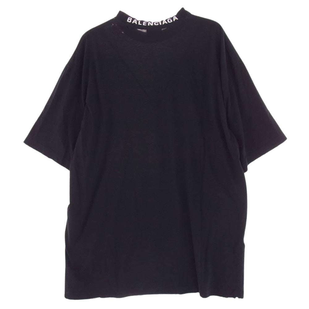 BALENCIAGA バレンシアガ 22SS TJ55 739784 Distressed T-shirt デストロイ ダメージ加工 半袖 Tシャツ ブラック系 XS ポルトガル製【中古】