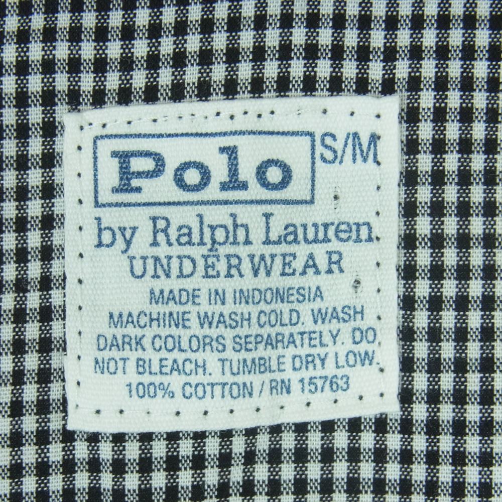 POLO RALPH LAUREN ポロ・ラルフローレン ギンガム チェック ロング ガウン 刺繍ロゴ コート ブラック系 ホワイト系 S / M【中古】