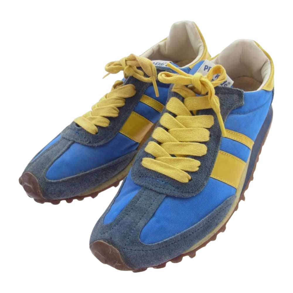 プロケッズ 観賞用 USA製 T/Racer ローカット ランニング スニーカー ブルー系 イエロー系 5.5【中古】