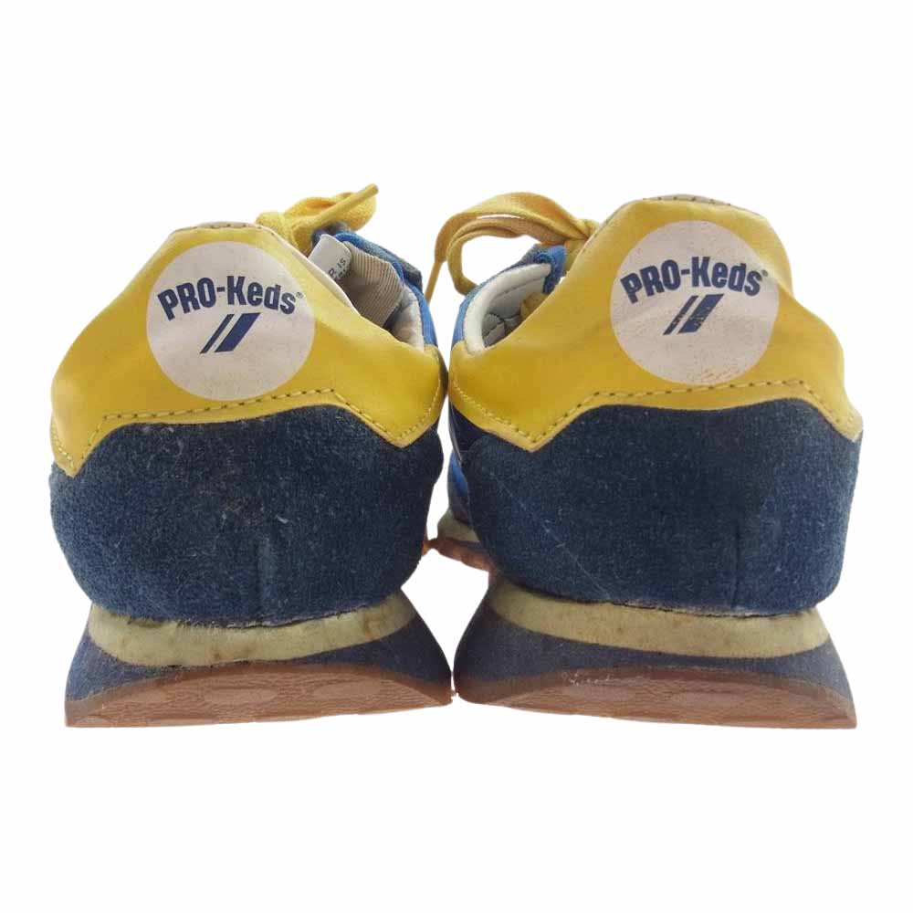 プロケッズ 観賞用 USA製 T/Racer ローカット ランニング スニーカー ブルー系 イエロー系 5.5【中古】