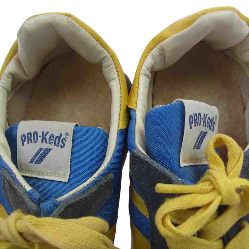 プロケッズ 観賞用 USA製 T/Racer ローカット ランニング スニーカー ブルー系 イエロー系 5.5【中古】