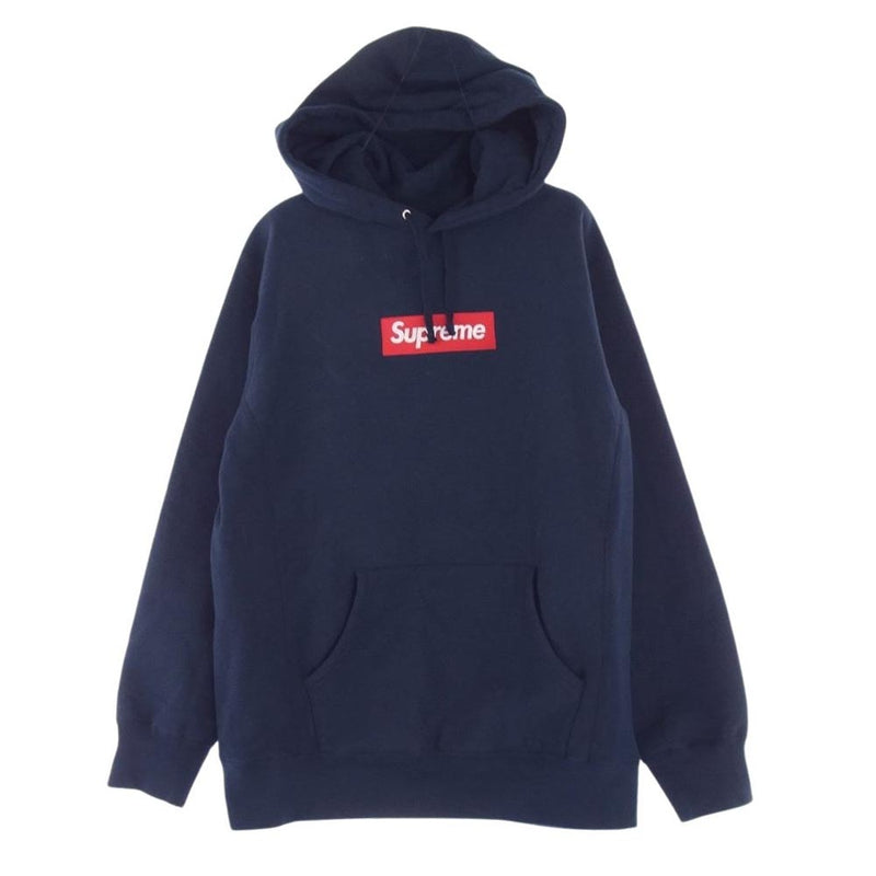 Supreme シュプリーム 16AW フェイクバスターズ鑑定済 Box Logo Hooded Sweatshirt ボックスロゴ フーデッドスウェットシャツ プルオーバー パーカー ネイビー系 XL【中古】