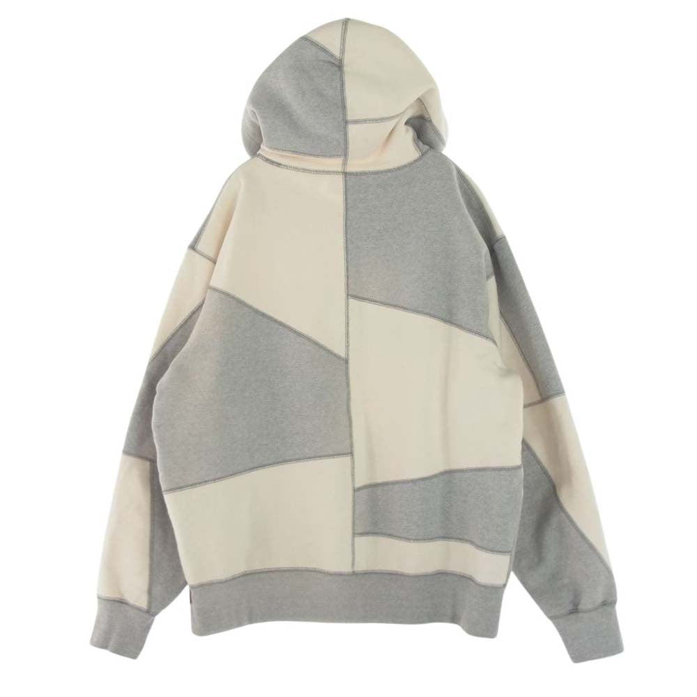 Supreme シュプリーム 20AW PATCHWORK HOODED SWEATSHIRT パッチワーク フーデッド スウェットシャツ ロゴ プリント フーディー パーカー グレー系 オフホワイト系 M【中古】
