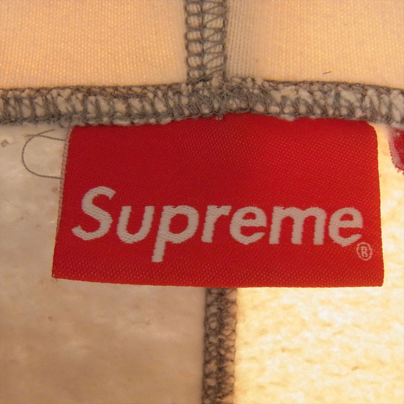 Supreme シュプリーム 20AW PATCHWORK HOODED SWEATSHIRT パッチワーク フーデッド スウェットシャツ ロゴ プリント フーディー パーカー グレー系 オフホワイト系 M【中古】