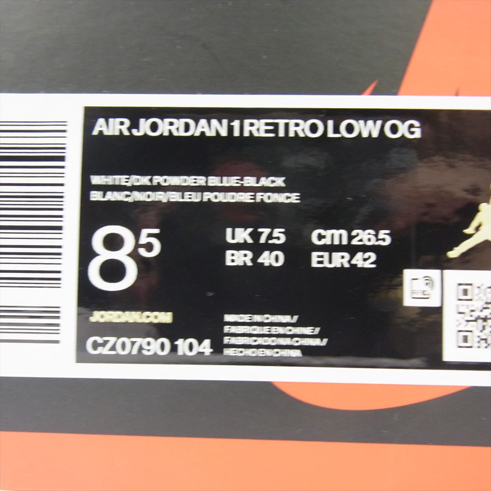 NIKE ナイキ CZ0790-104 AIR JORDAN 1 RETRO LOW OG UNC エアジョーダン 1 ロー ローカット スニーカー ブラック系 ブルー系 ホワイト系 26.5cm【新古品】【未使用】【中古】