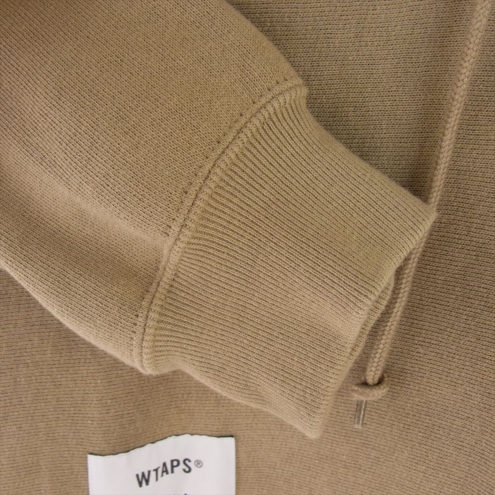 WTAPS ダブルタップス 21AW C8-U126 × Champion チャンピオン REVERSE WEAVE リバースウィーブ ACADEMY HOODED アカデミー フーデッド ロゴ パーカー フーディー ライトブラウン系 M【中古】