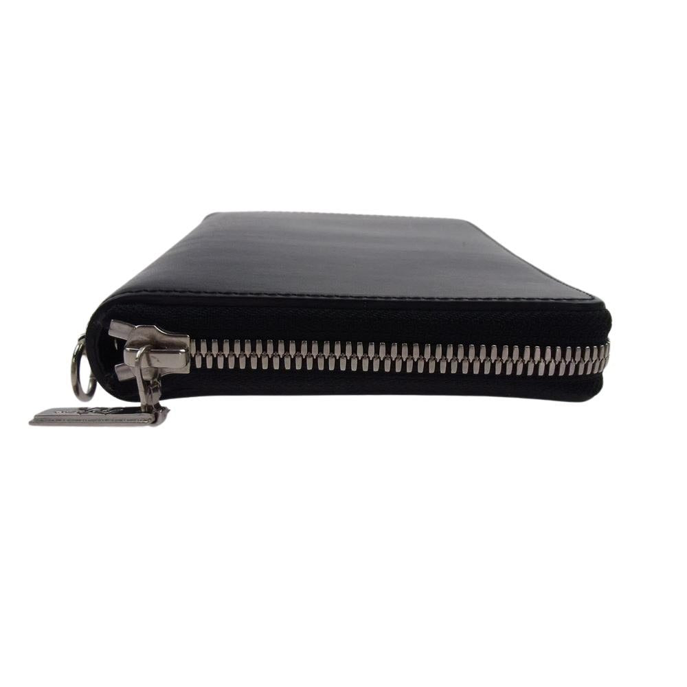Yohji Yamamoto POUR HOMME ヨウジヤマモトプールオム LARGE ZIPPERED WALLED レザー ラウンドジップ ウォレット 長財布 ブラック系【中古】