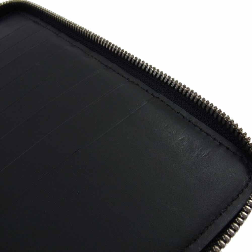 Yohji Yamamoto POUR HOMME ヨウジヤマモトプールオム LARGE ZIPPERED WALLED レザー ラウンドジップ ウォレット 長財布 ブラック系【中古】