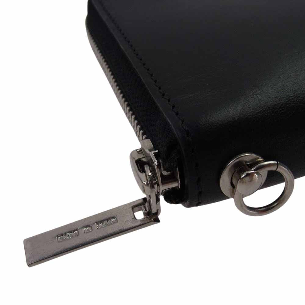 Yohji Yamamoto POUR HOMME ヨウジヤマモトプールオム LARGE ZIPPERED WALLED レザー ラウンドジップ ウォレット 長財布 ブラック系【中古】