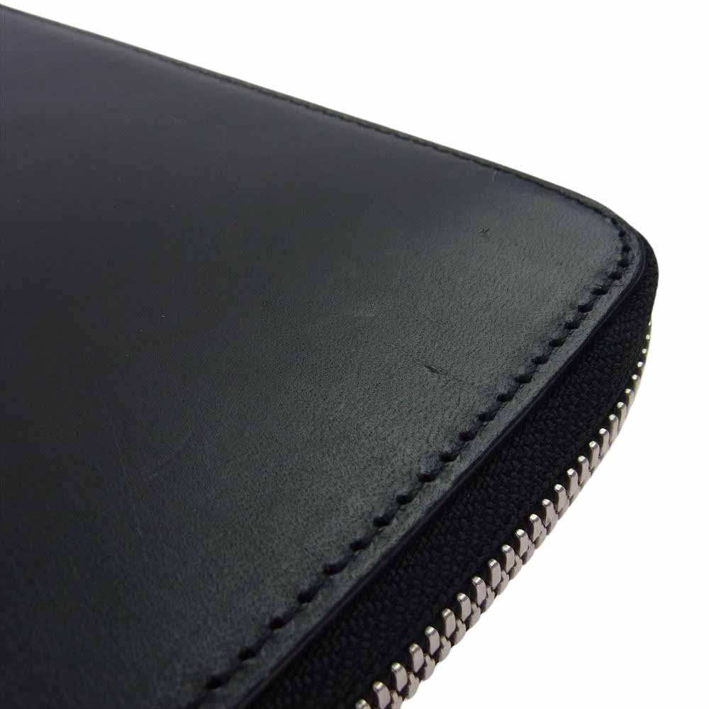 Yohji Yamamoto POUR HOMME ヨウジヤマモトプールオム LARGE ZIPPERED WALLED レザー ラウンドジップ ウォレット 長財布 ブラック系【中古】