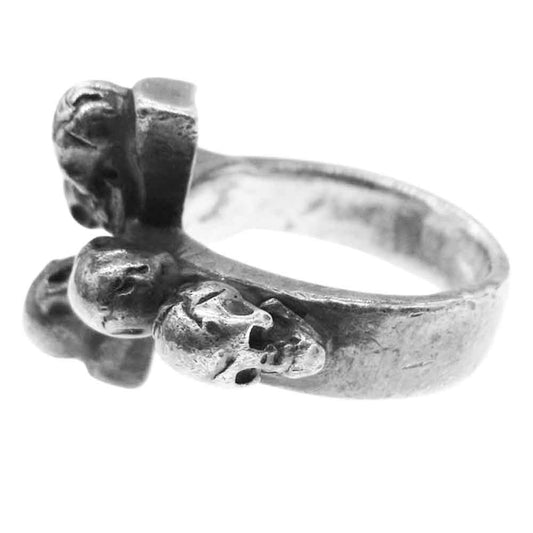 STANLEY GUESS スタンリーゲス 5スカル クロス リング シルバー系 10号【中古】