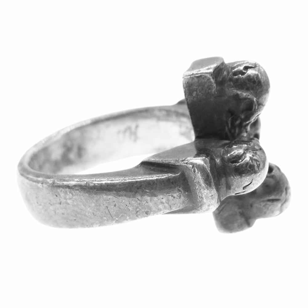 STANLEY GUESS スタンリーゲス 5スカル クロス リング シルバー系 10号【中古】
