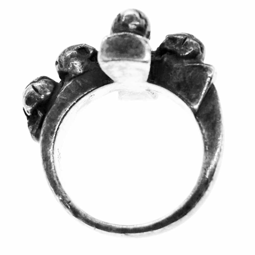 STANLEY GUESS スタンリーゲス 5スカル クロス リング シルバー系 10号【中古】