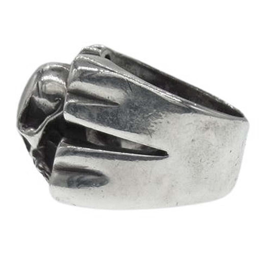 STANLEY GUESS スタンリーゲス ラージスカル クロス リング シルバー系 21号【中古】