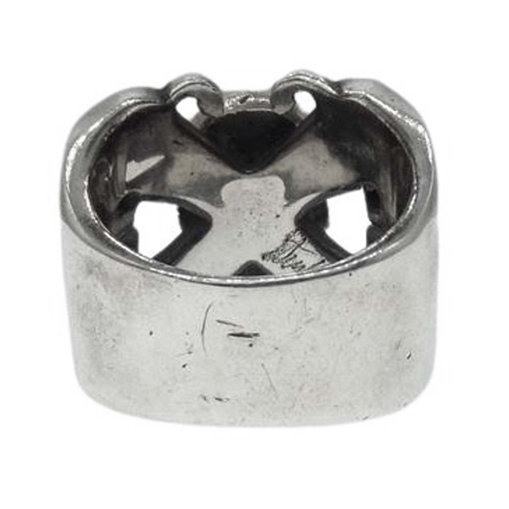 STANLEY GUESS スタンリーゲス ラージスカル クロス リング シルバー系 21号【中古】