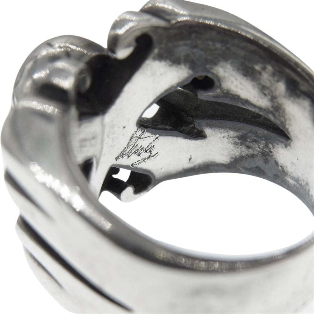 STANLEY GUESS スタンリーゲス ラージスカル クロス リング シルバー系 21号【中古】