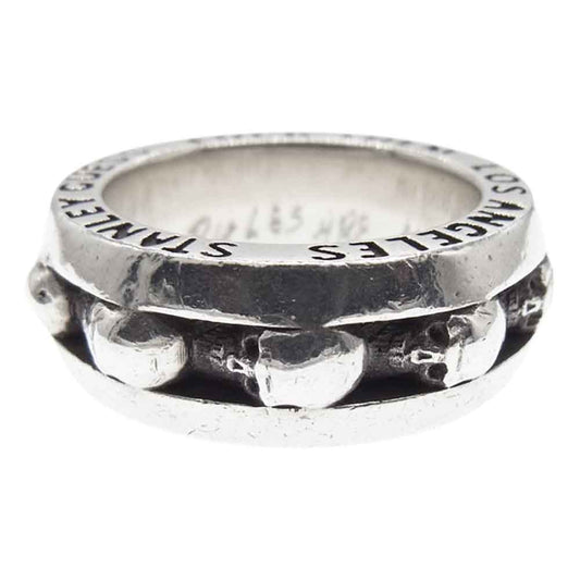STANLEY GUESS スタンリーゲス ファックゼム スカル バンド リング シルバー系 21号【中古】