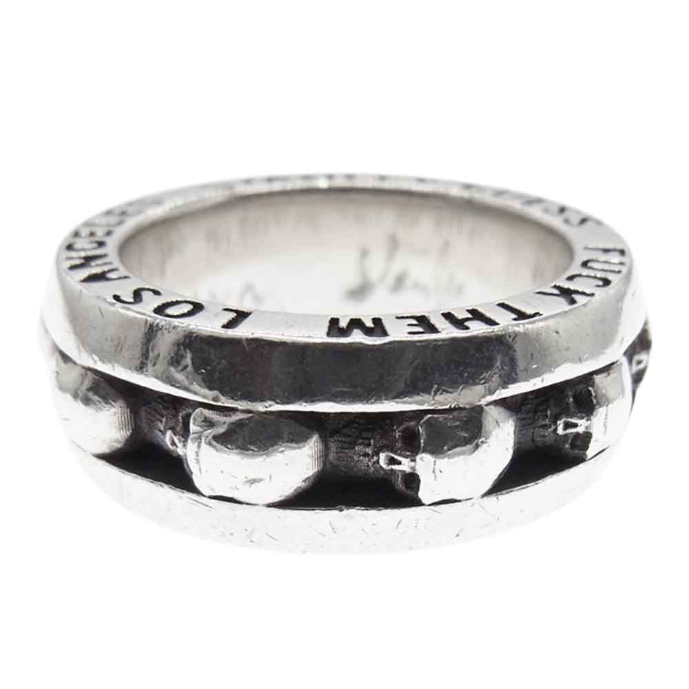 STANLEY GUESS スタンリーゲス ファックゼム スカル バンド リング シルバー系 21号【中古】