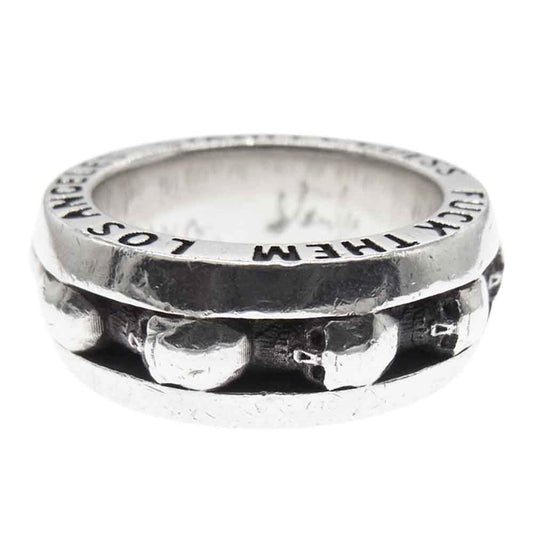 STANLEY GUESS スタンリーゲス ファックゼム スカル バンド リング シルバー系 21号【中古】