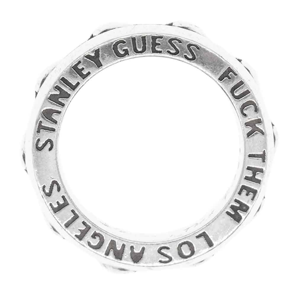 STANLEY GUESS スタンリーゲス ファックゼム スカル バンド リング シルバー系 21号【中古】