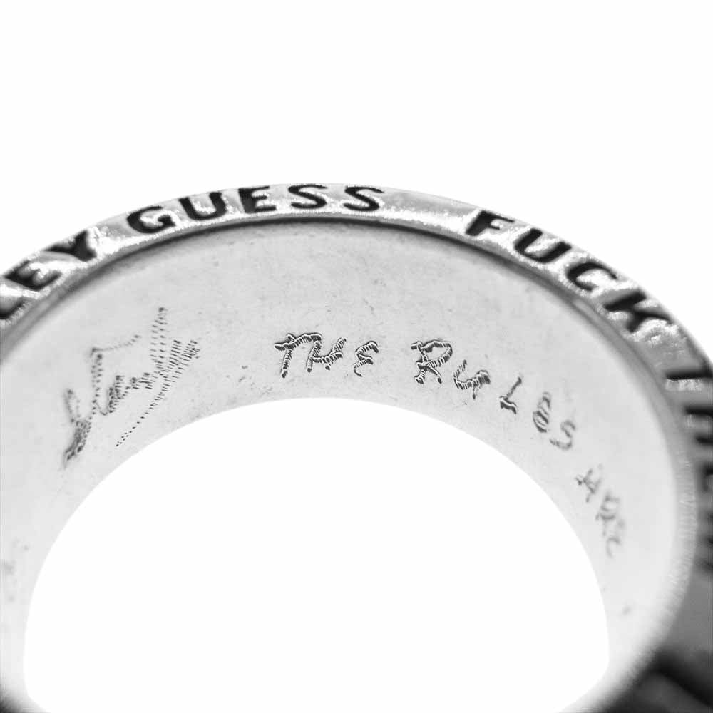 STANLEY GUESS スタンリーゲス ファックゼム スカル バンド リング シルバー系 21号【中古】