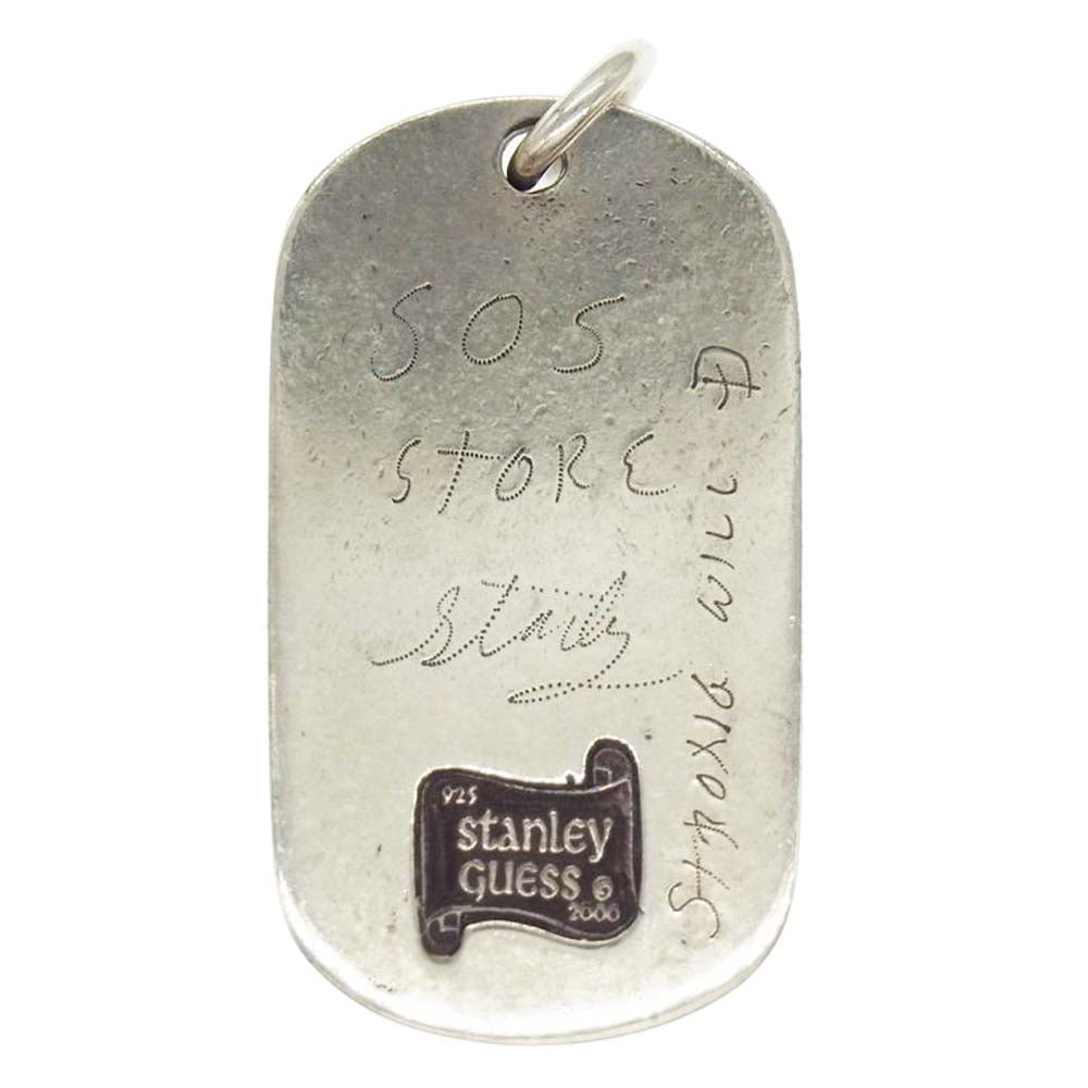 STANLEY GUESS スタンリーゲス ストーンアイカスタム スカル ドッグタグ ラージ ペンダントトップ シルバー系【中古】