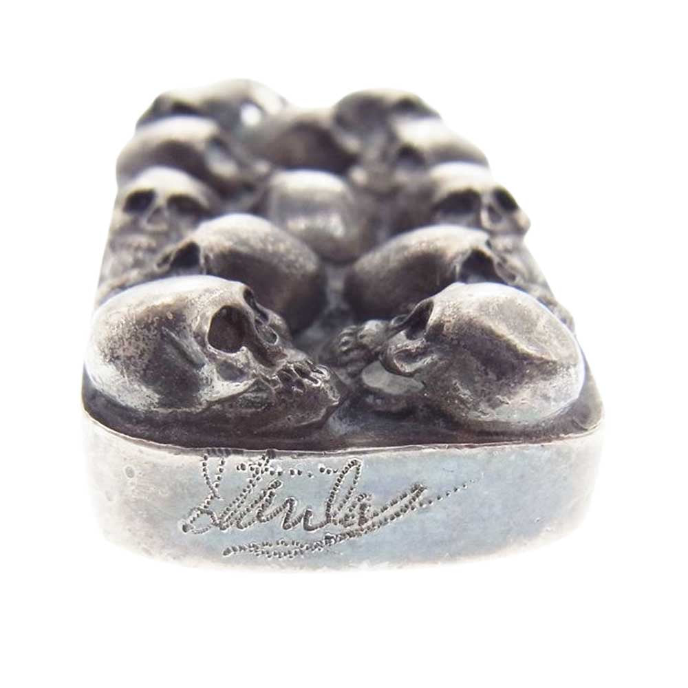 STANLEY GUESS スタンリーゲス マルチスカル ウッド リバーシブル ドッグタグ スモール ペンダントトップ シルバー系 ブラック系【中古】