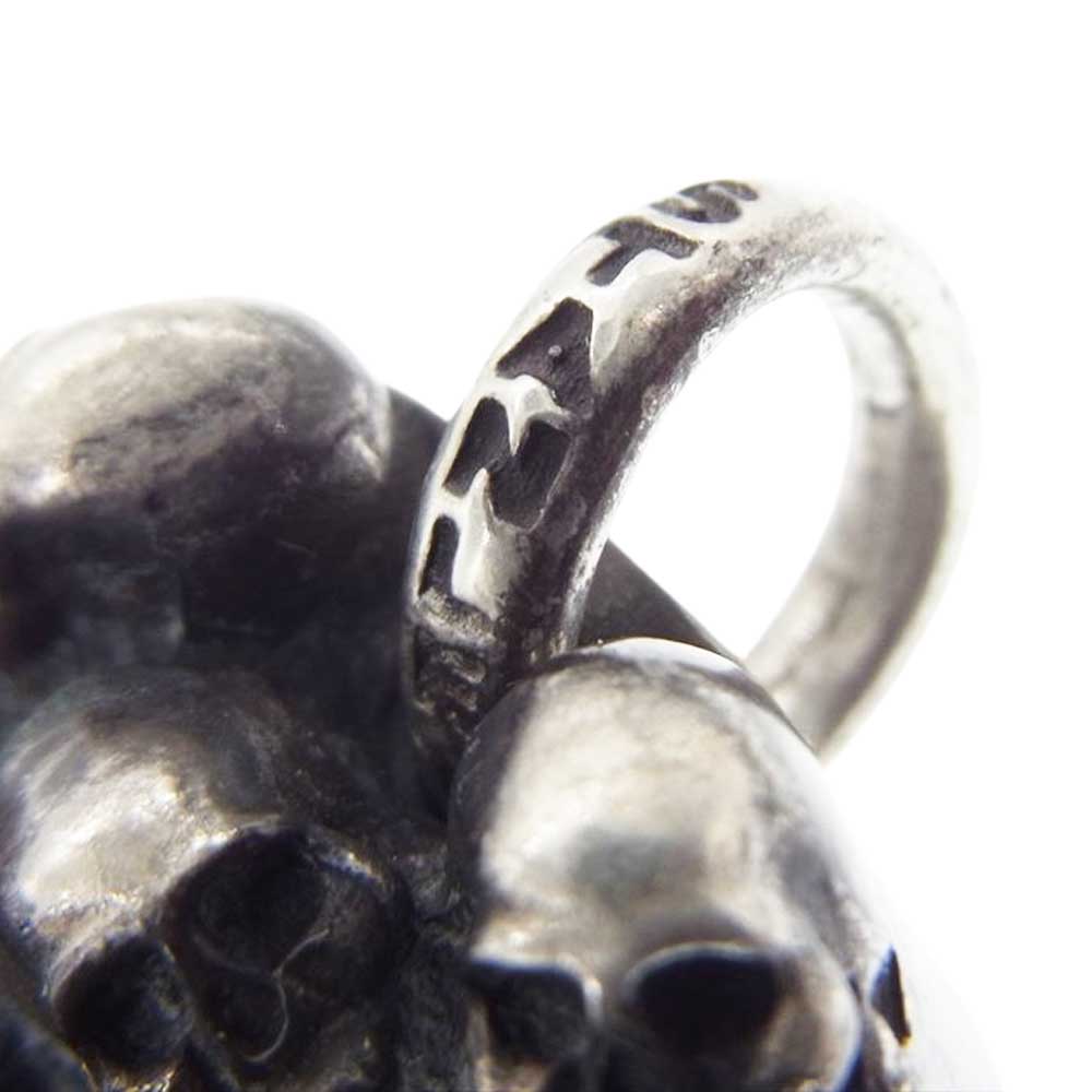 STANLEY GUESS スタンリーゲス マルチスカル ウッド リバーシブル ドッグタグ スモール ペンダントトップ シルバー系 ブラック系【中古】