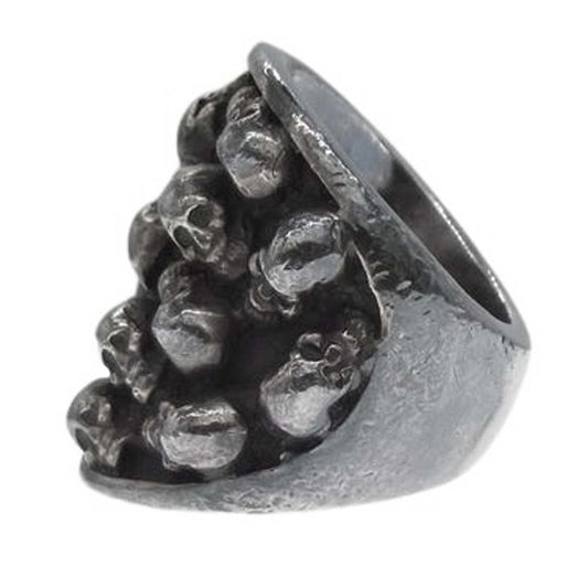 STANLEY GUESS スタンリーゲス マルチスカル オーバル リング シルバー系 21号【中古】