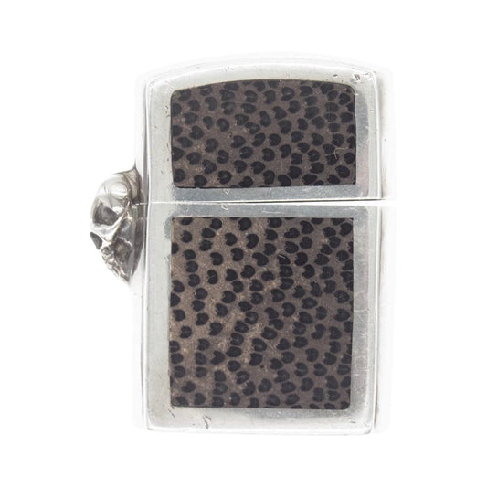 STANLEY GUESS スタンリーゲス スカルヒンジ ウッド ジッポライターケース Zippo シルバー系【中古】