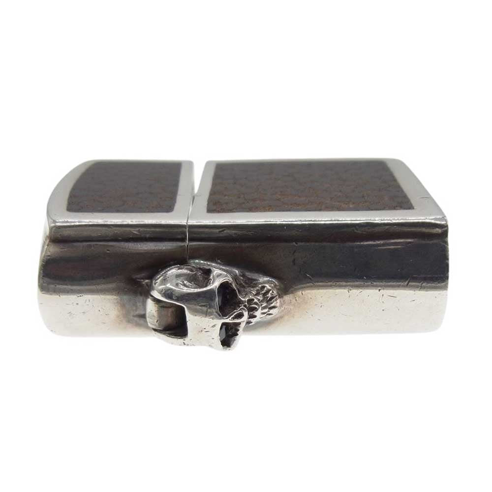 STANLEY GUESS スタンリーゲス スカルヒンジ ウッド ジッポライターケース Zippo シルバー系【中古】