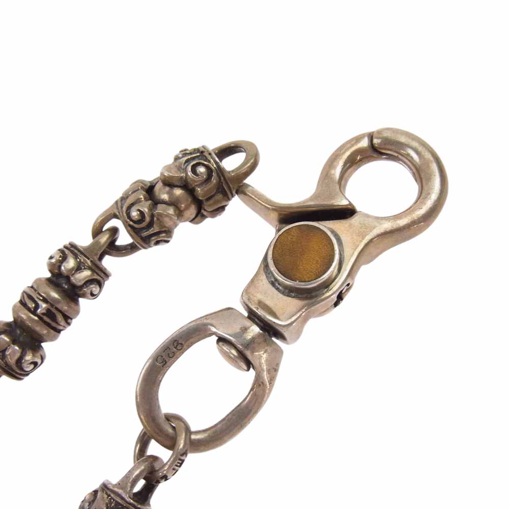 STANLEY GUESS スタンリーゲス ウッドクリップ オールシルバーボール ウォレットチェーン シルバー系【中古】