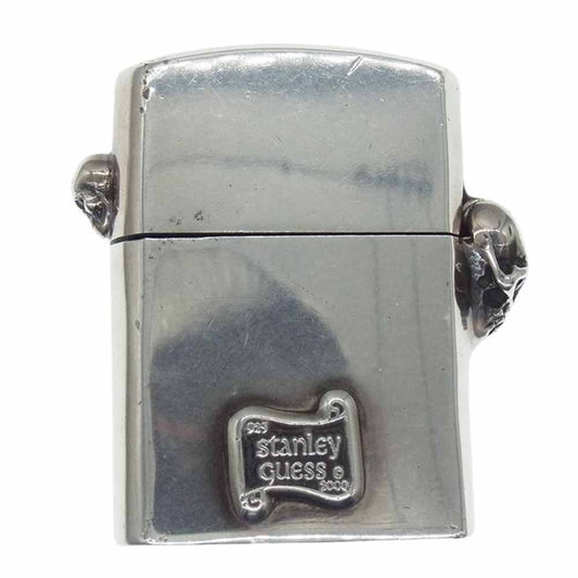 STANLEY GUESS スタンリーゲス スカルヒンジ 2スモールスカル マルチウッド ジッポライターケース Zippo シルバー系【中古】