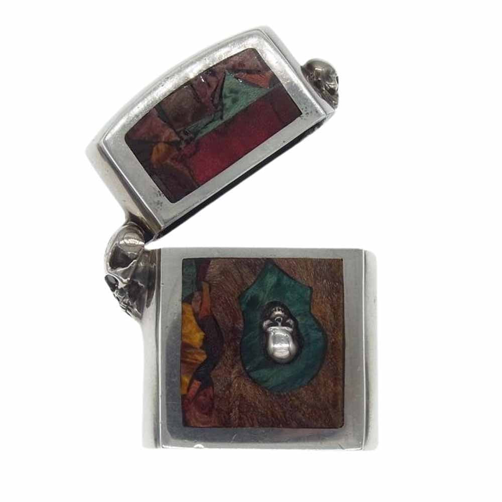 STANLEY GUESS スタンリーゲス スカルヒンジ 2スモールスカル マルチウッド ジッポライターケース Zippo シルバー系【中古】