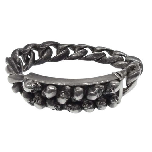 STANLEY GUESS スタンリーゲス マルチスカル クラシックリンク ID ブレスレット ダイヤ&ルビーカスタム 11Link シルバー系【中古】