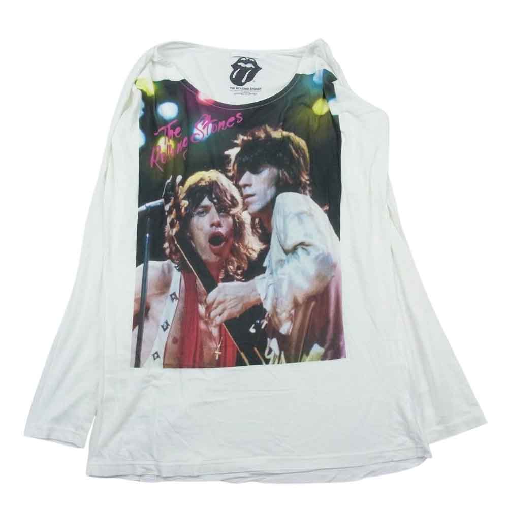 HYSTERIC GLAMOUR ヒステリックグラマー 0534CL01 ローリングストーンズ Uネック 長袖 ロングスリーブ プリント Tシャツ ホワイト系 F【中古】