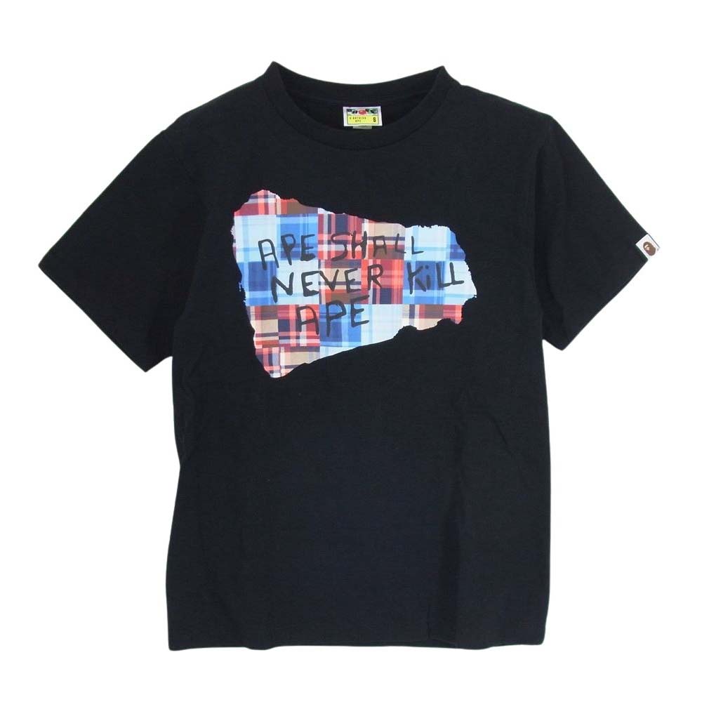 A BATHING APE アベイシングエイプ ape shall never kill ape プリント 半袖 Tシャツ ブラック系 S【中古】
