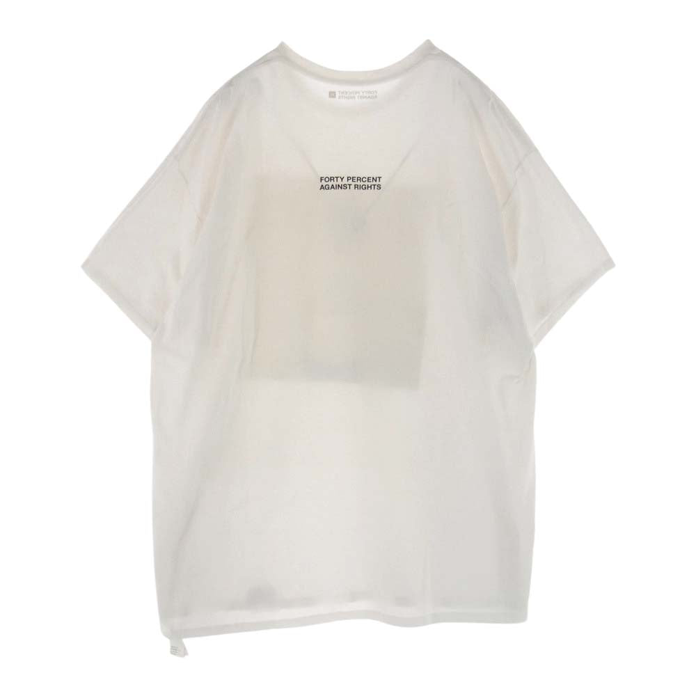 フォーティーパーセント アゲインストライツ  ボックス プリント 半袖 Tシャツ カットソー ホワイト系 XL【中古】