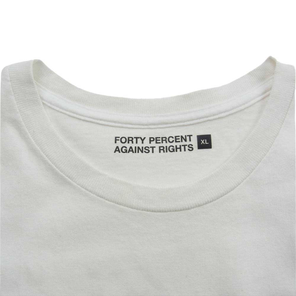 フォーティーパーセント アゲインストライツ  ボックス プリント 半袖 Tシャツ カットソー ホワイト系 XL【中古】