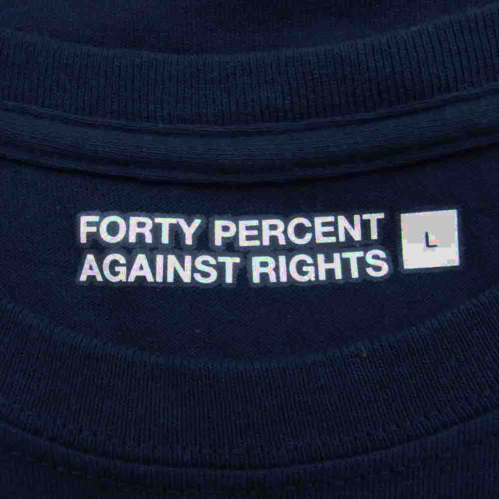 フォーティーパーセント アゲインストライツ ロゴ 半袖 Tシャツ カットソー ネイビー系 L【中古】